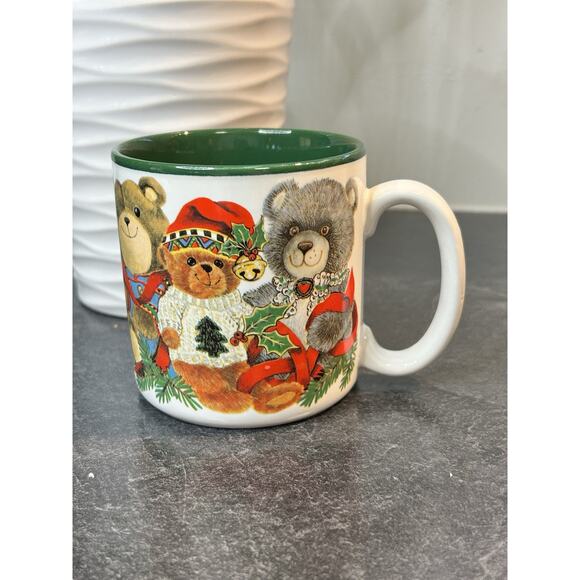 1993 Potpourri Designs By Kathy‎ Rogers Beary Teddy Bear Christmas Coffee Mug - Picture 1 of 7